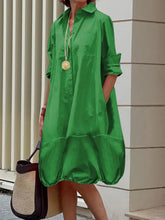 Long Sleeves Loose Solid Color Shirts Dress
