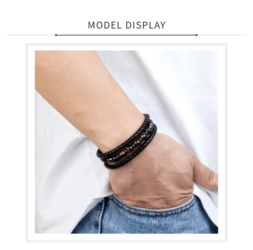 Trendy Multilayer Leather Men Bracelets