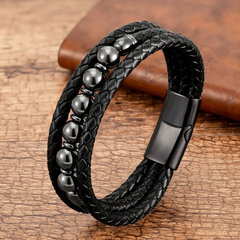 Trendy Multilayer Leather Men Bracelets