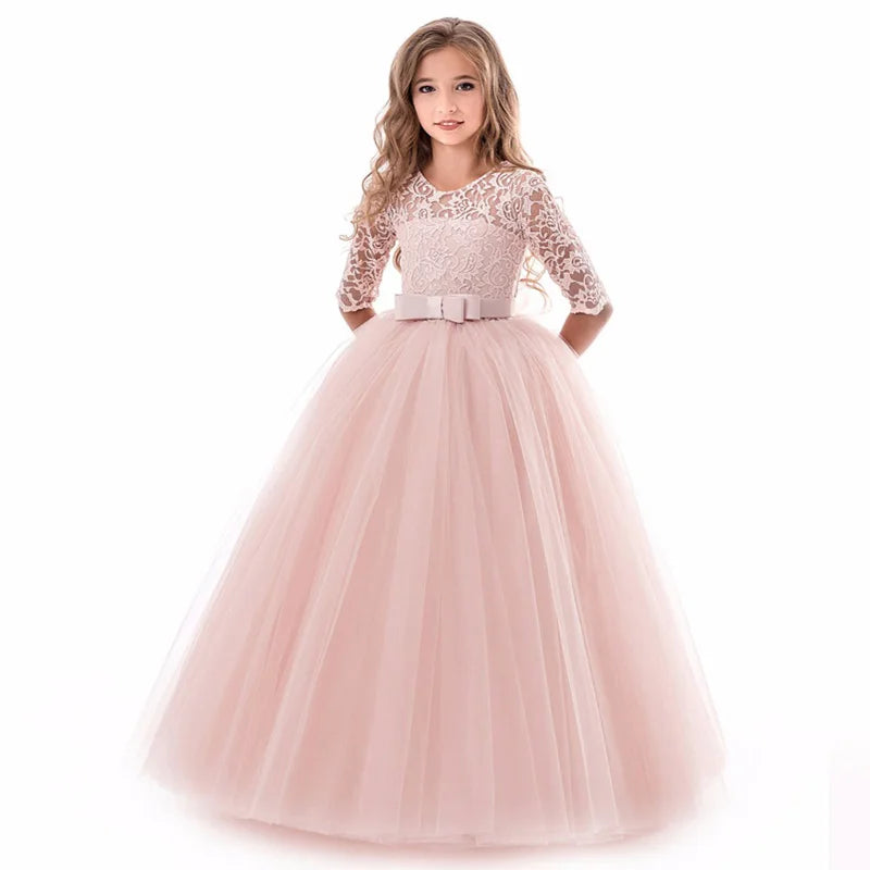 Long Lace Junior Bridesmaid Dress