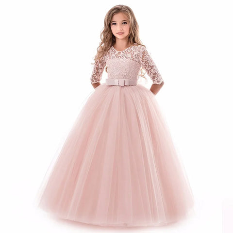 Long Lace Junior Bridesmaid Dress