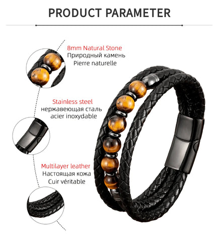 Trendy Multilayer Leather Men Bracelets