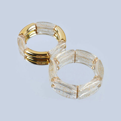 Bohemia Gold Silver Color Acrylic Chunky Bamboo