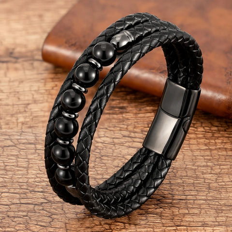 Trendy Multilayer Leather Men Bracelets