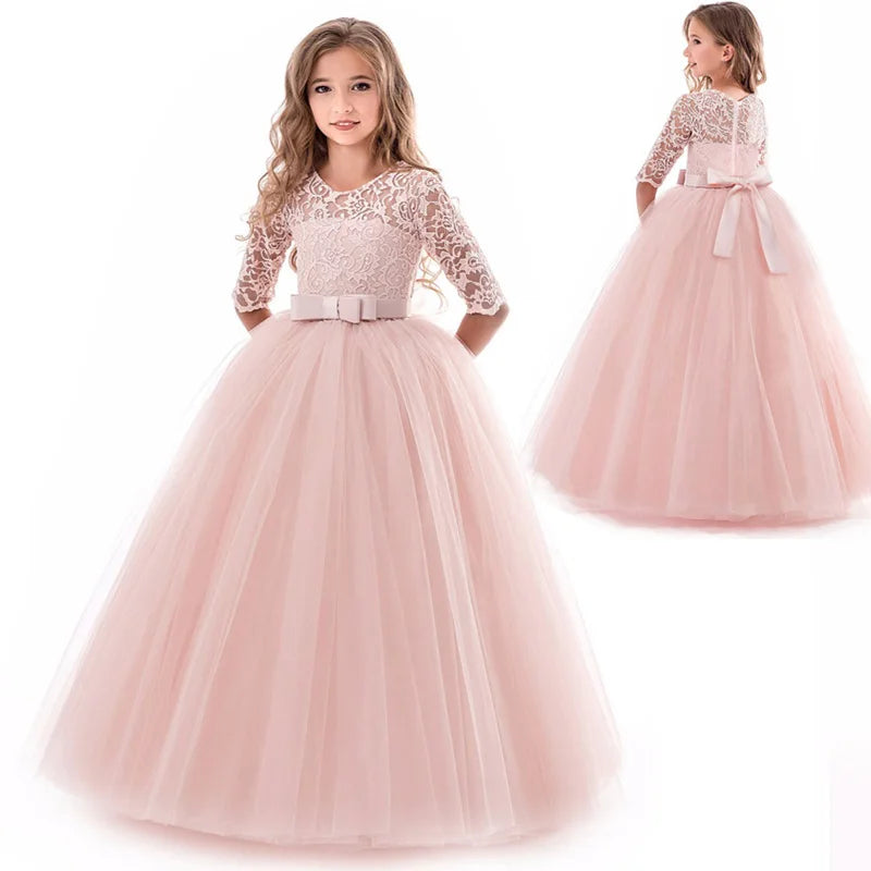 Long Lace Junior Bridesmaid Dress