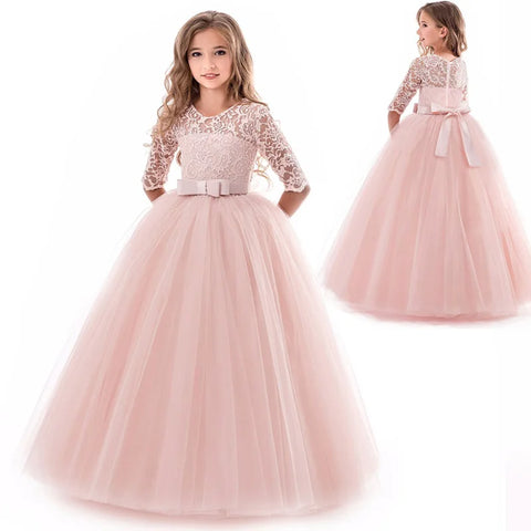 Long Lace Junior Bridesmaid Dress