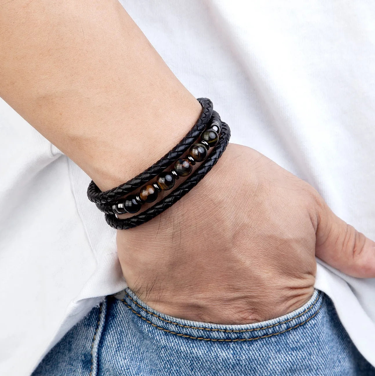 Trendy Multilayer Leather Men Bracelets