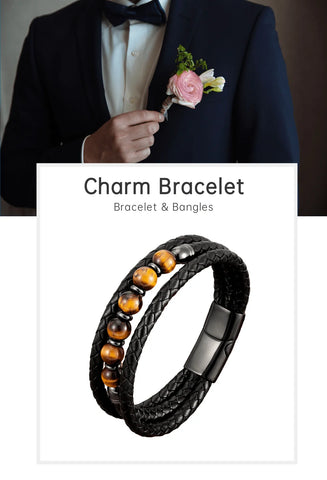 Trendy Multilayer Leather Men Bracelets