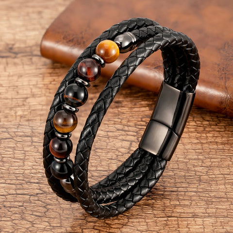 Trendy Multilayer Leather Men Bracelets