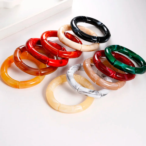 Bohemia Gold Silver Color Acrylic Chunky Bamboo