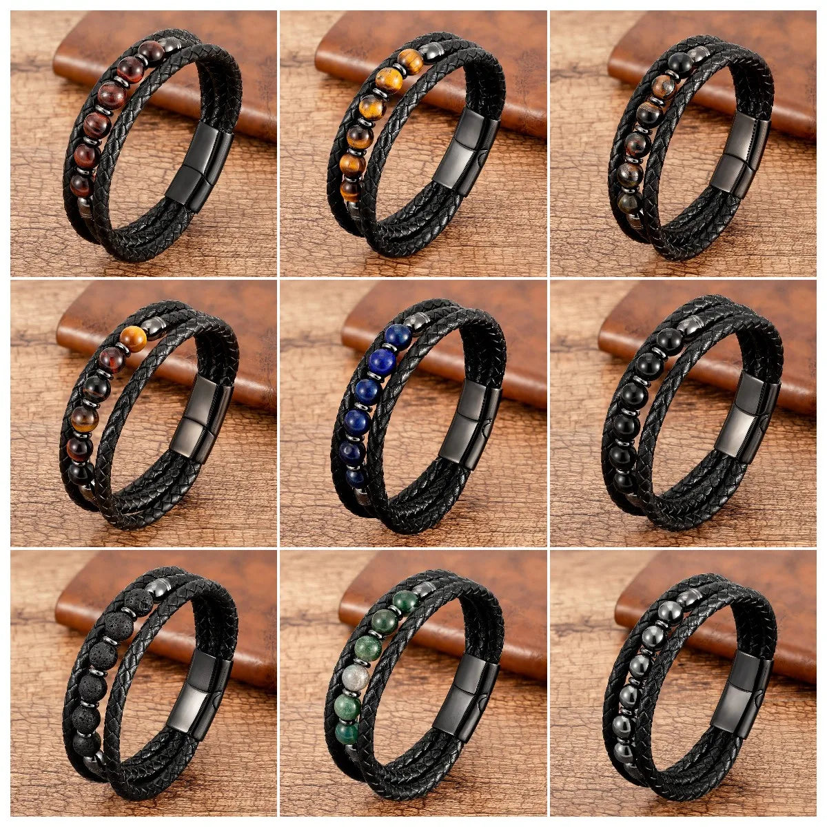 Trendy Multilayer Leather Men Bracelets