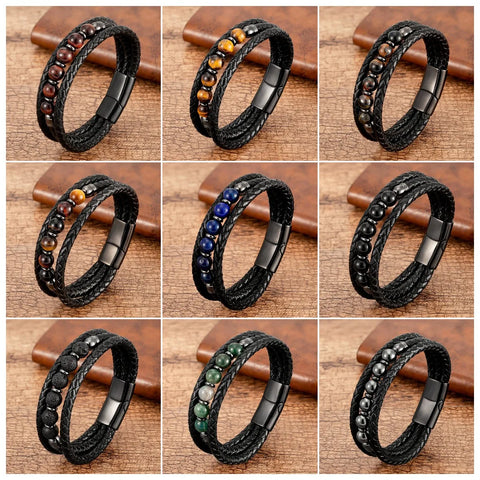 Trendy Multilayer Leather Men Bracelets