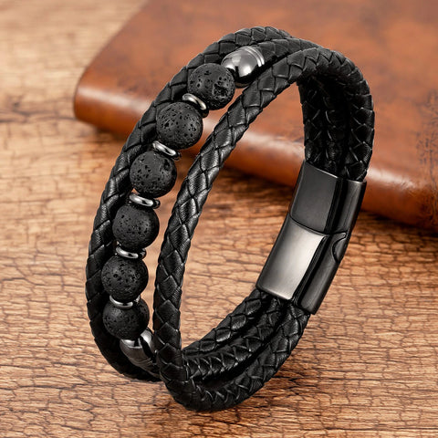 Trendy Multilayer Leather Men Bracelets