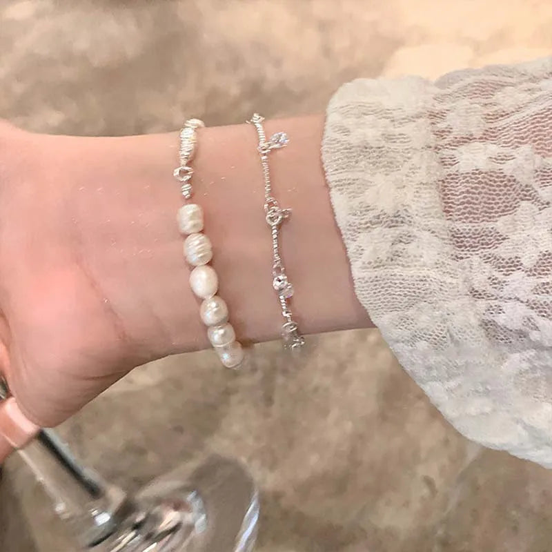 Vintage White Imitation Pearl Chain Bracelet