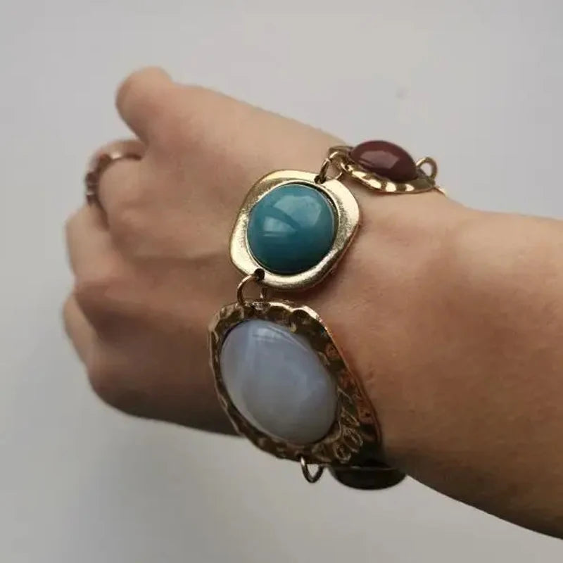 Bohemian Multicolor Resin Stone Charm Bracelet