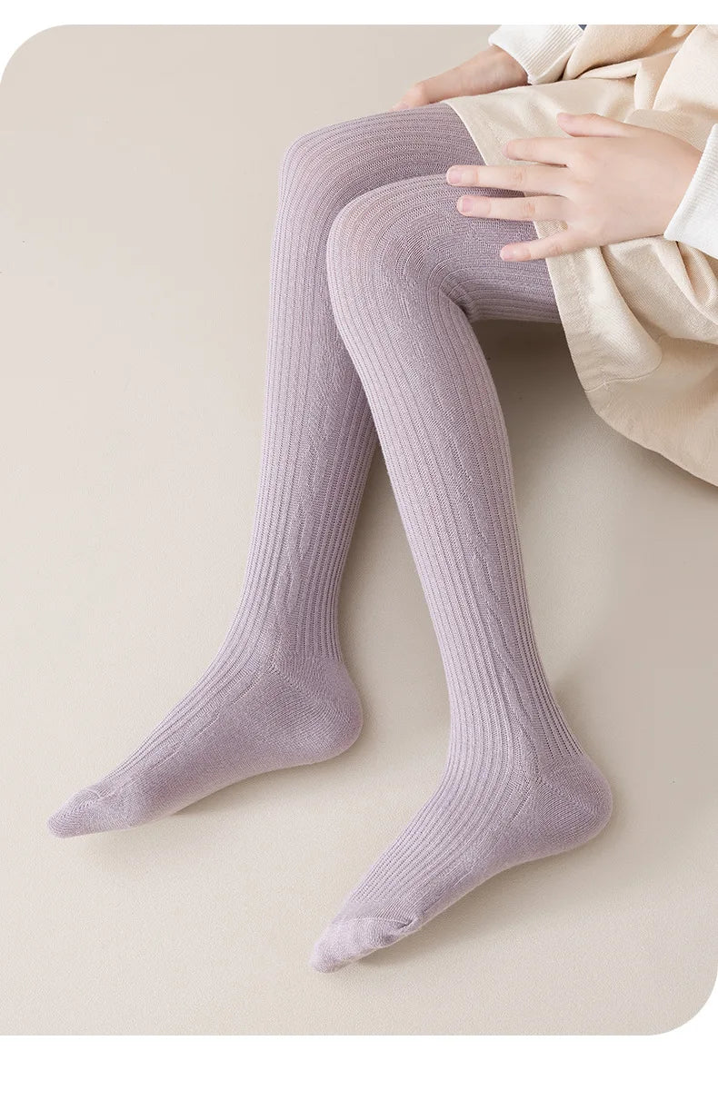 Girls' Ribbed Cotton Tights