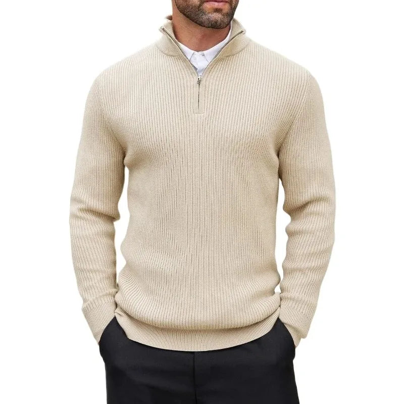 Quarter-Zip Mock Neck Sweater