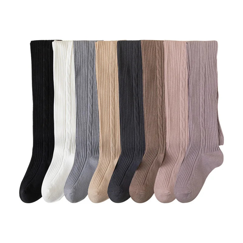 Girls' Ribbed Cotton Tights