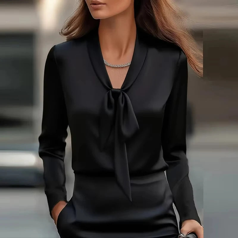 Satin Long-Sleeve Blouse