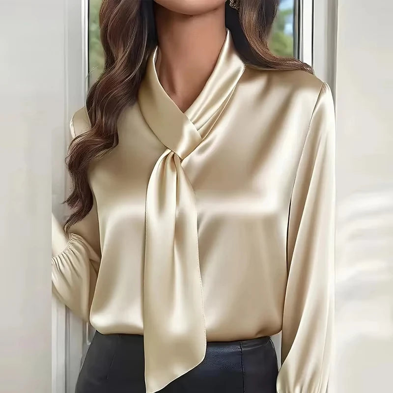 Satin Long-Sleeve Blouse
