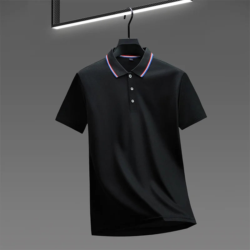 Casual Solid Color Short Sleeved Polo Shirt