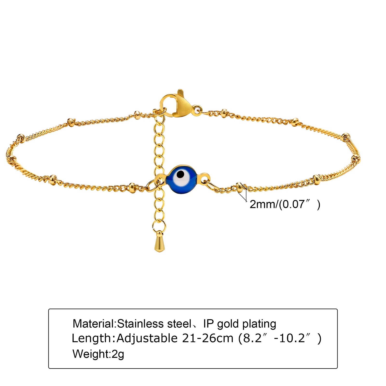 Stainless Steel Lucky Evil Eye Anklet Bracelet for Women