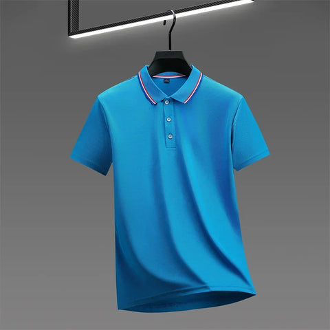 Casual Solid Color Short Sleeved Polo Shirt