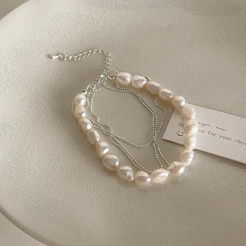Vintage White Imitation Pearl Chain Bracelet