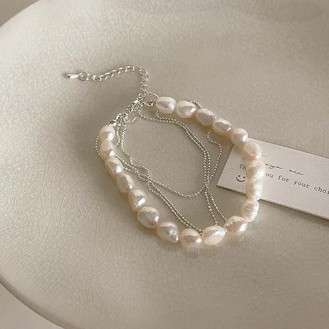 Vintage White Imitation Pearl Chain Bracelet