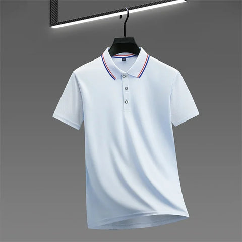 Casual Solid Color Short Sleeved Polo Shirt