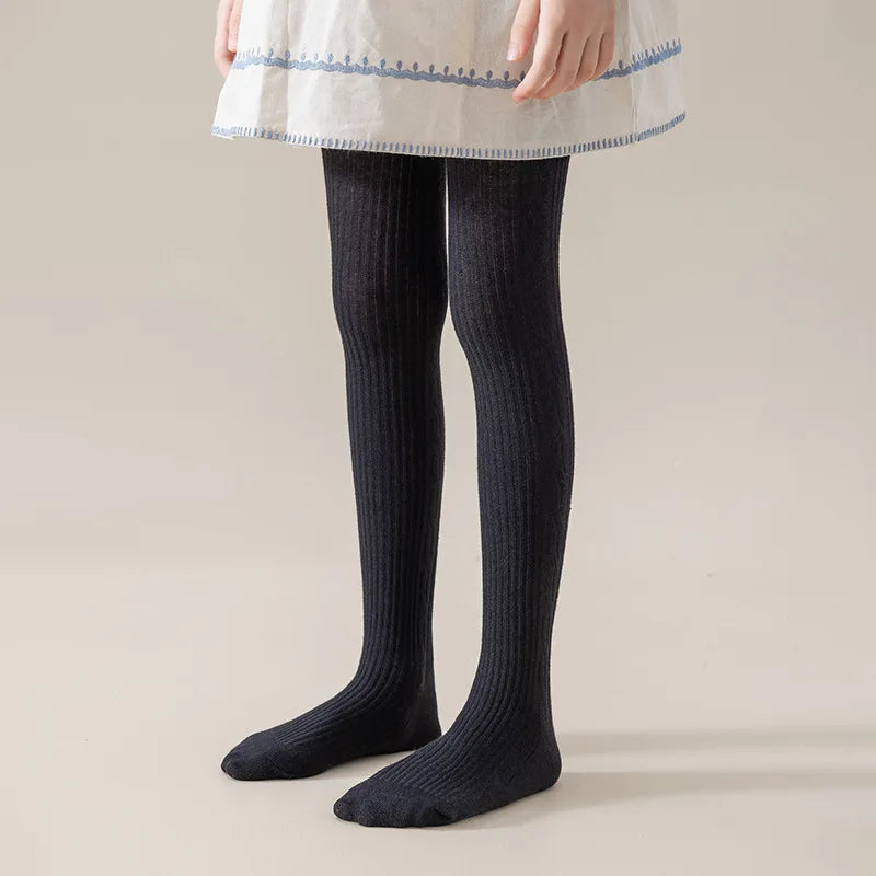 Girls' Ribbed Cotton Tights