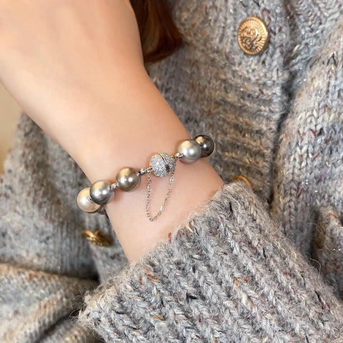 Color Bead Pearl Magnetic Buckle Bracelet