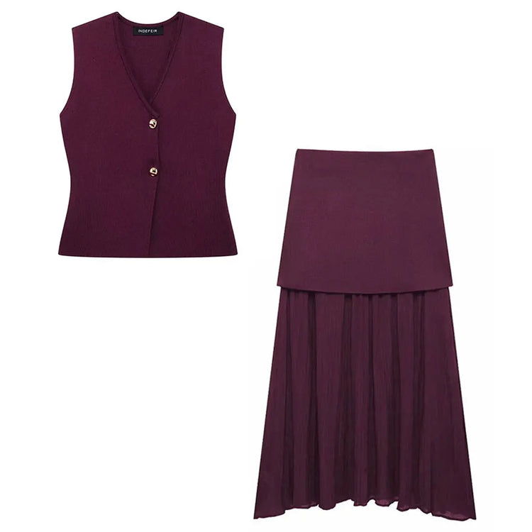 Knit Vest & Maxi Skirt Set