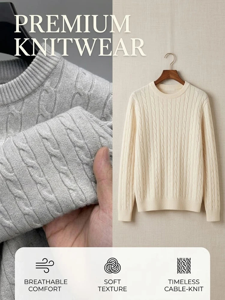 Cable-Knit Crewneck Sweater