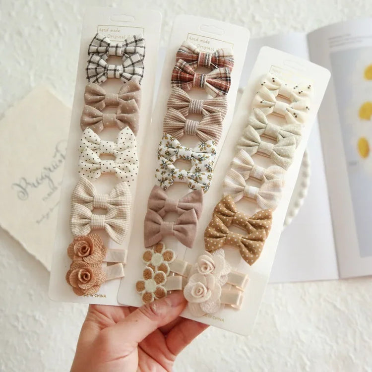 Girls' Bow Hair Clip Set (10 Pieces)