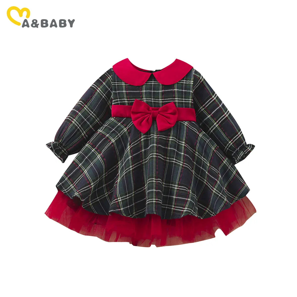Girls' Red Plaid Holiday Tulle Dress
