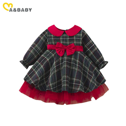 Girls' Red Plaid Holiday Tulle Dress