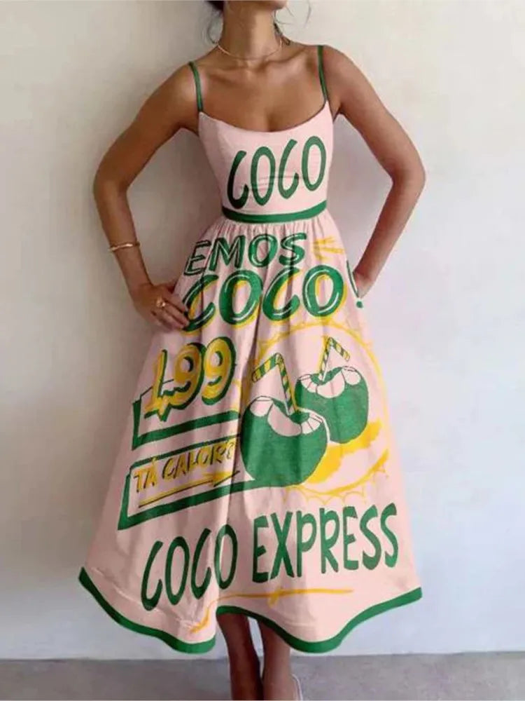 Printed Cami Midi Dress