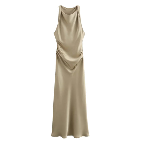 Satin Midi Slip Dress