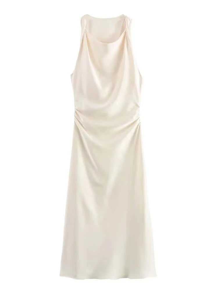 Satin Midi Slip Dress