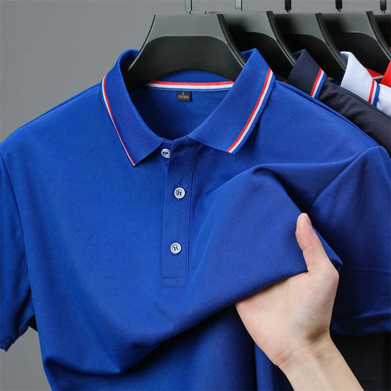 Casual Solid Color Short Sleeved Polo Shirt