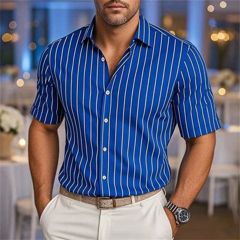 Striped Loose Short Sleeve Shirt