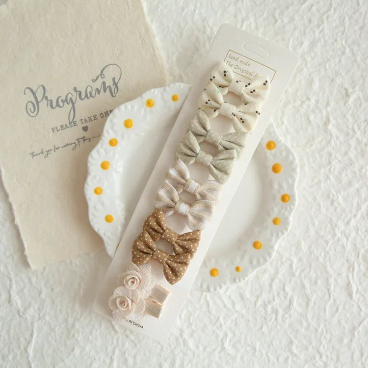 Girls' Bow Hair Clip Set (10 Pieces)