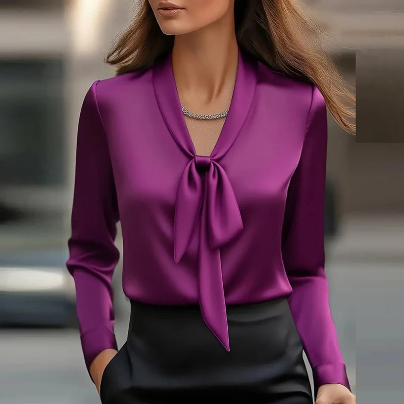 Satin Long-Sleeve Blouse