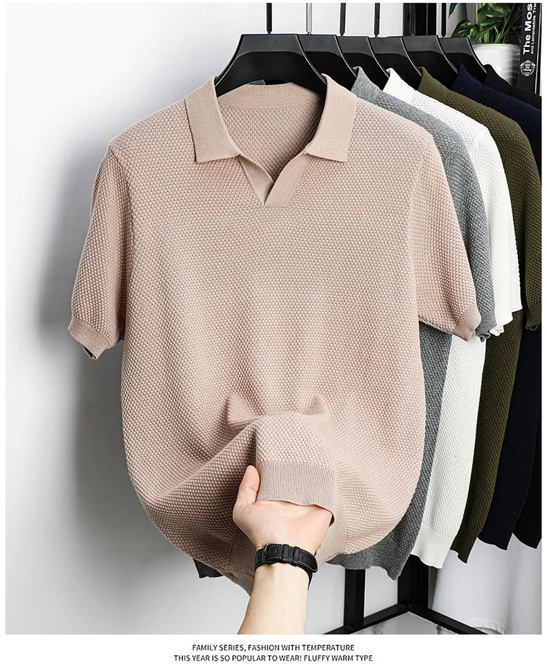 Ribbed Knit Polo