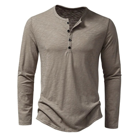 Long-Sleeve Cotton Henley
