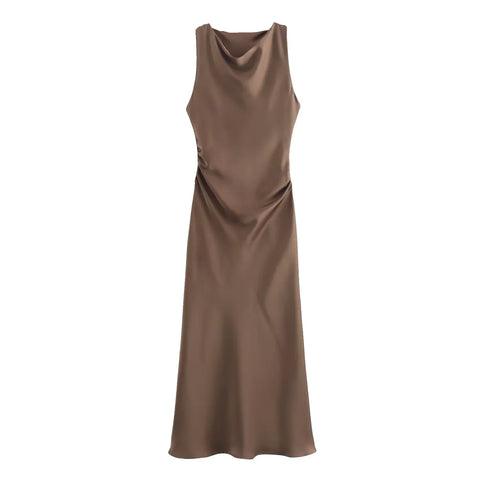 Satin Midi Slip Dress