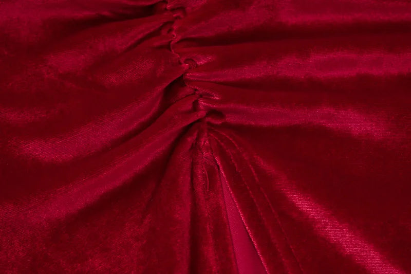 Velvet Long-Sleeve Midi Dress