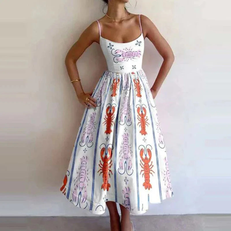 Printed Cami Midi Dress