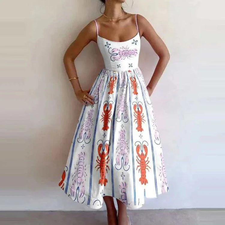 Printed Cami Midi Dress